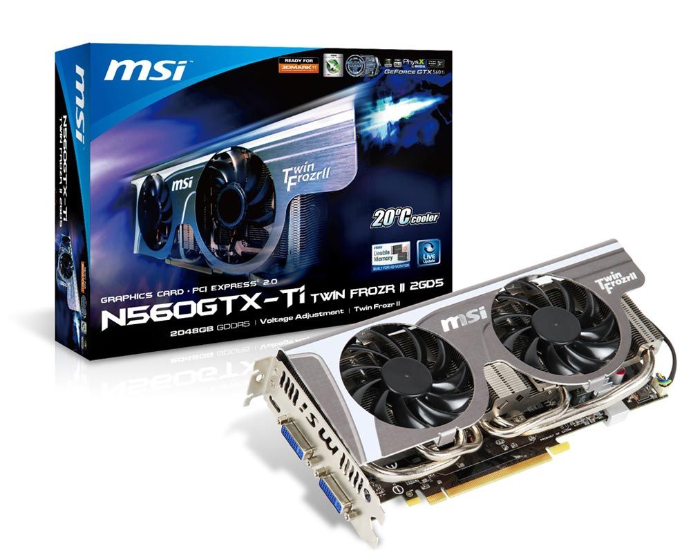 MSI N560GTX-TI TWIN FROZR II 2GD5 graphics card NVIDIA GeForce GTX 560 Ti 2 GB GDDR5