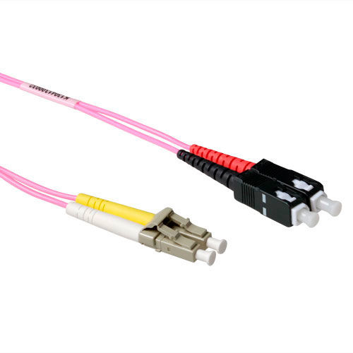ACT 20 meter LSZH Multimode 50/125 OM4 fiber patch cable duplex withLC and SC connectors
