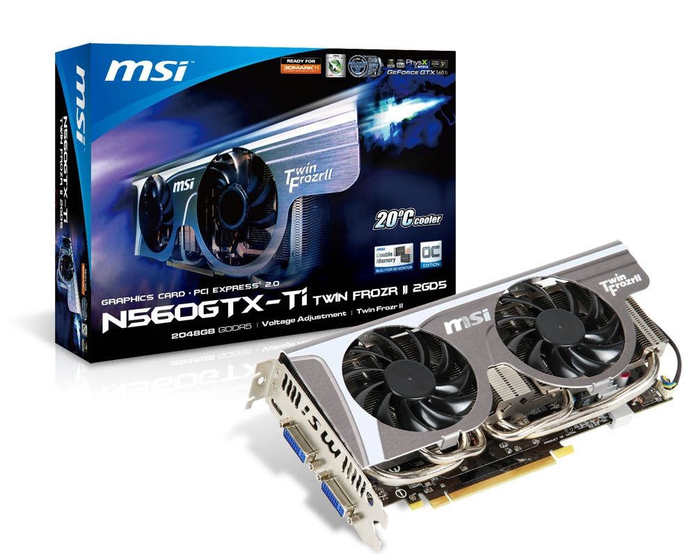 MSI N560GTX-TI TWIN FROZR II 2GD5/OC NVIDIA GeForce GTX 560 Ti 2 GB GDDR5