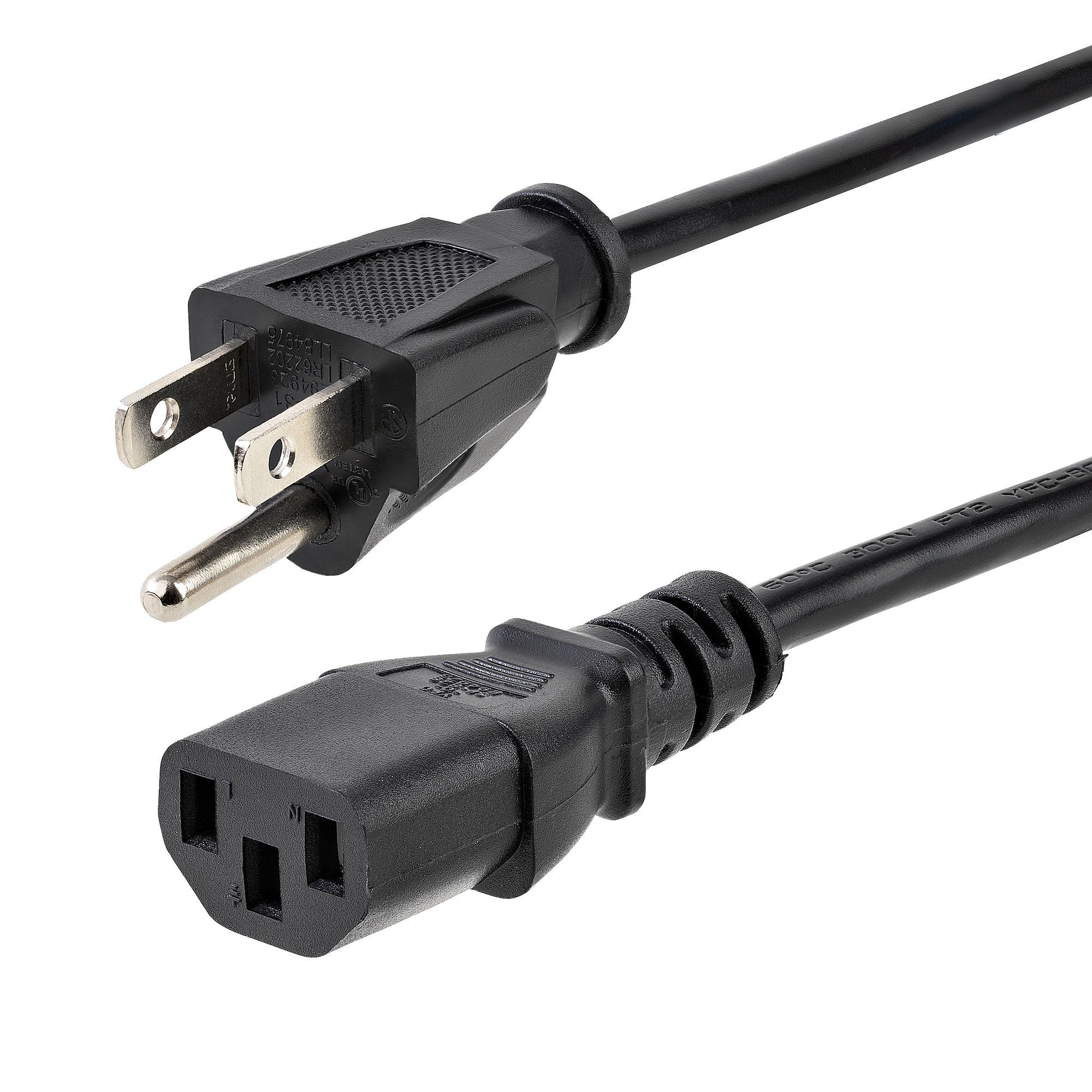 StarTech.com 25ft (7.6m) Computer Power Cord, NEMA 5-15P to C13, 10A 125V, 18AWG, Black Replacement AC Power Cord, Printer Power Cord, PC Power Supply Cable, Monitor Power Cable - UL Listed