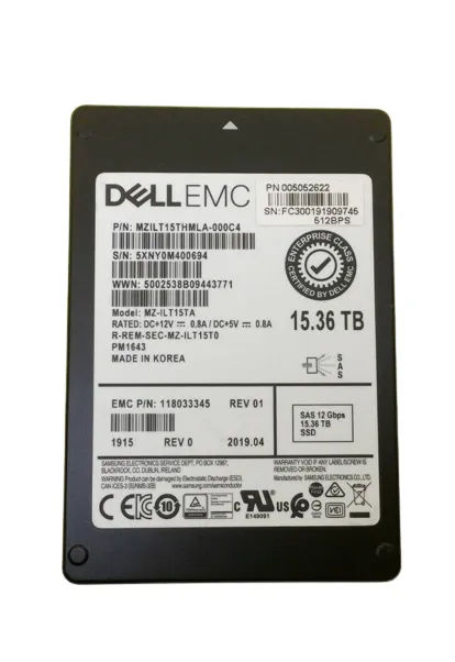 118033345 - EMC PM1643 15.36TB SAS TLC 2.5" Solid State Drive