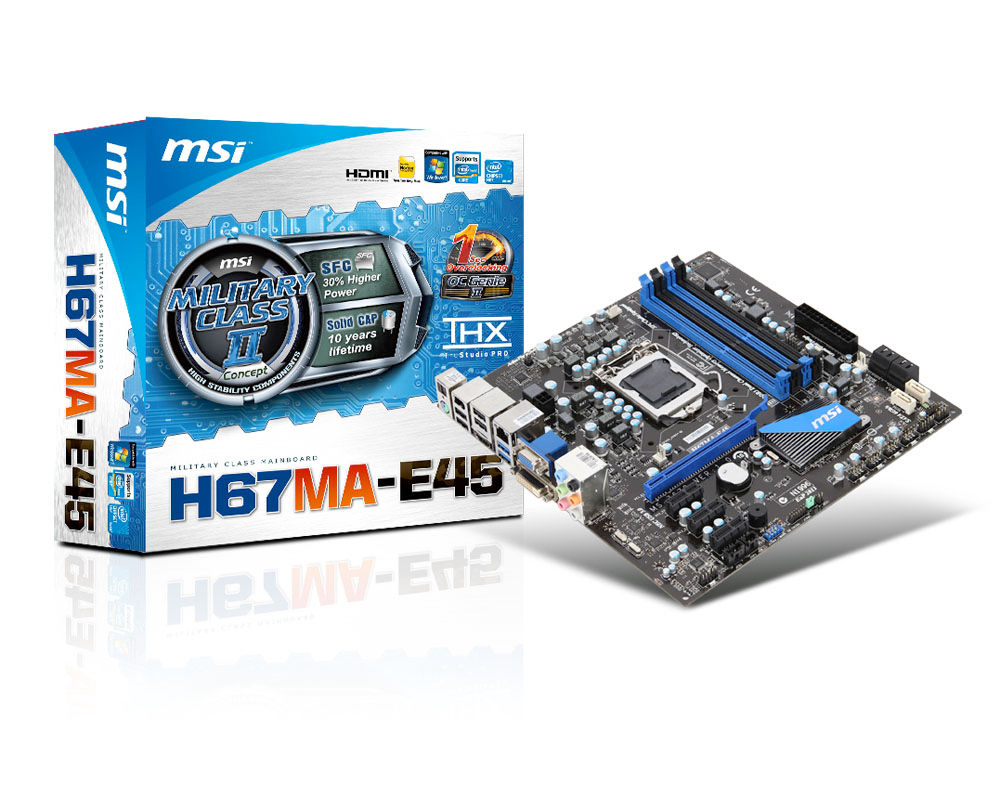MSI H67MA-E45 (B3) Intel® H67 LGA 1155 (Socket H2) micro ATX