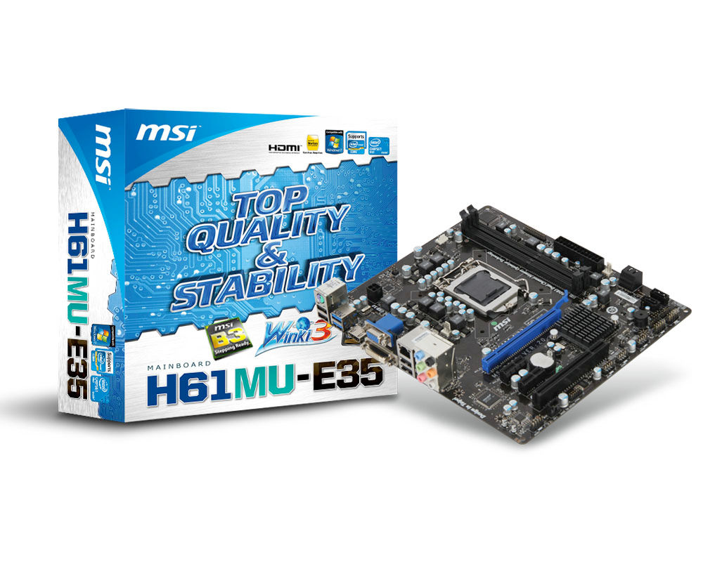 MSI H61MU-E35 (B3) Intel® H61 LGA 1155 (Socket H2) micro ATX