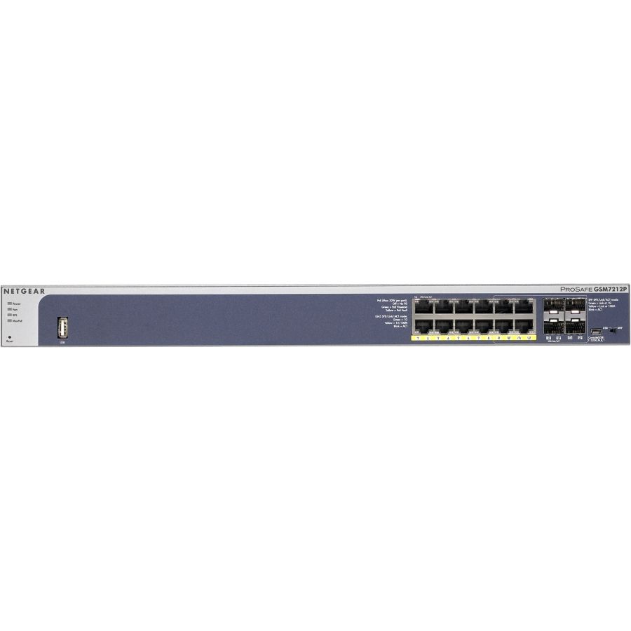 NETGEAR ProSafe GSM7212P Managed L2+ Power over Ethernet (PoE) Grey