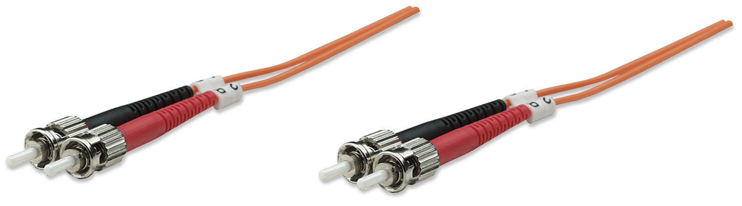 Intellinet Fiber Optic Patch Cable, OM2, ST/ST, 2m, Orange, Duplex, Multimode, 50/125 µm, LSZH, Fibre, Lifetime Warranty