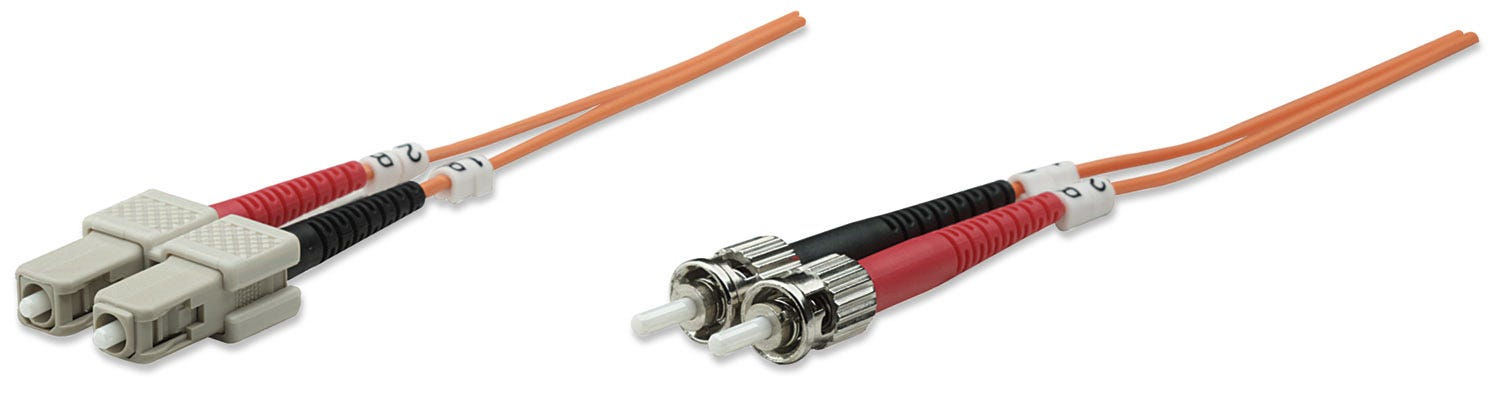 Intellinet Fiber Optic Patch Cable, OM2, ST/SC, 1m, Orange, Duplex, Multimode, 50/125 µm, LSZH, Fibre, Lifetime Warranty