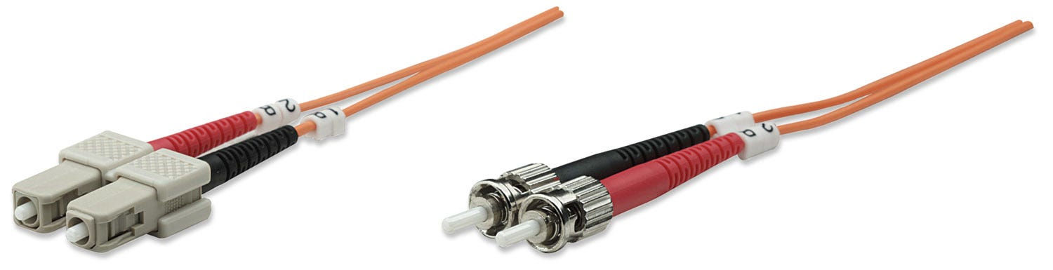 Intellinet Fiber Optic Patch Cable, OM2, ST/SC, 2m, Orange, Duplex, Multimode, 50/125 µm, LSZH, Fibre, Lifetime Warranty