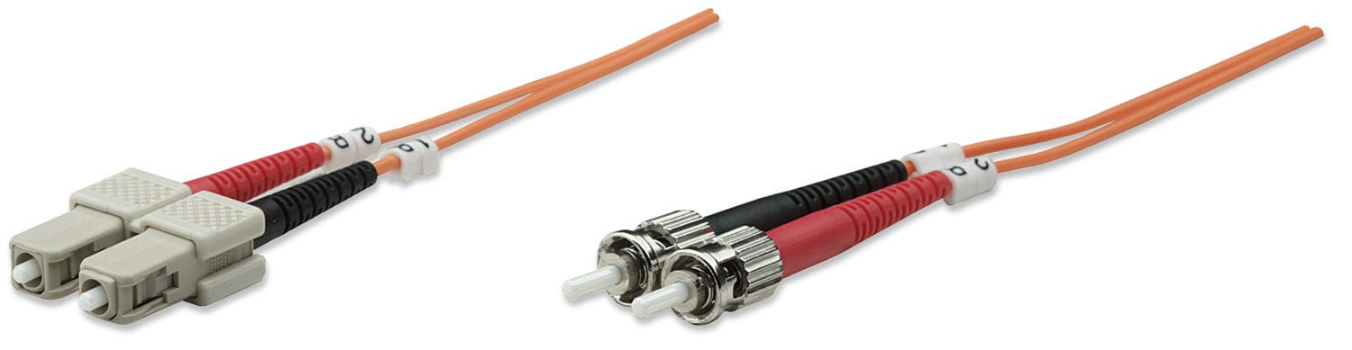 Intellinet Fiber Optic Patch Cable, OM2, ST/SC, 3m, Orange, Duplex, Multimode, 50/125 µm, LSZH, Fibre, Lifetime Warranty