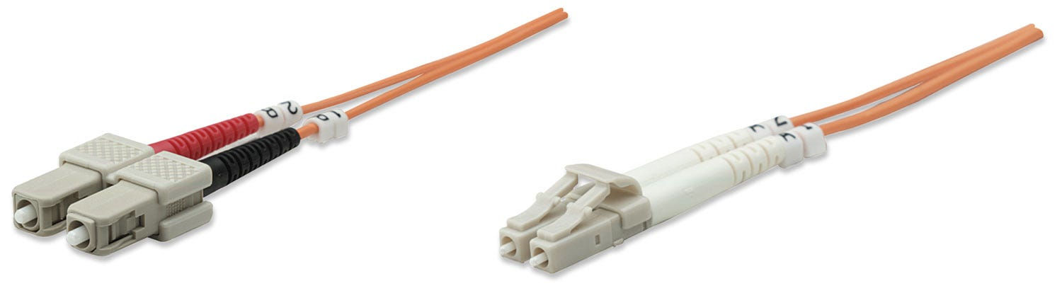 Intellinet Fiber Optic Patch Cable, OM2, LC/SC, 3m, Orange, Duplex, Multimode, 50/125 µm, LSZH, Fibre, Lifetime Warranty