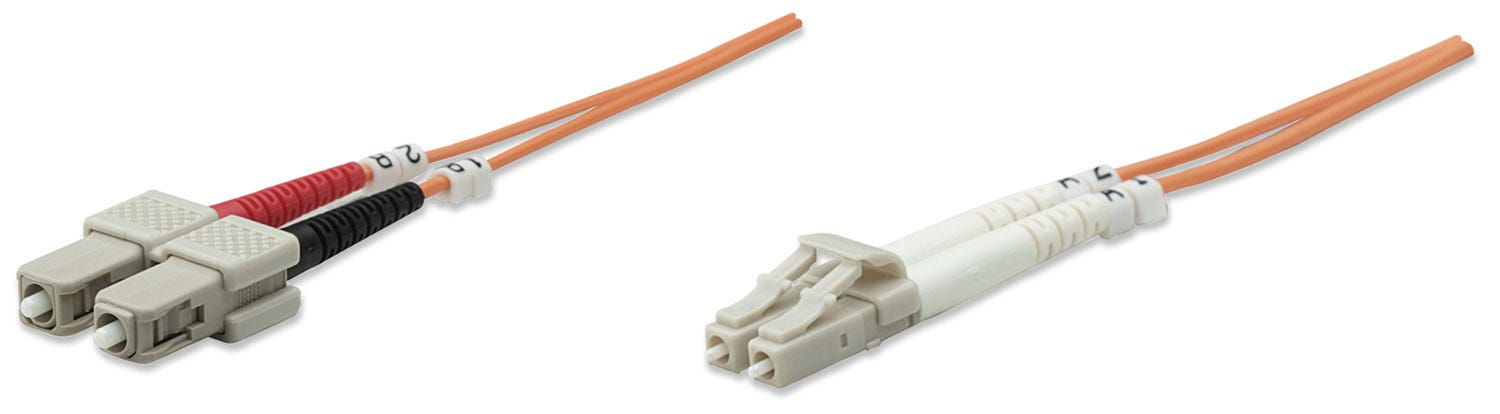 Intellinet Fiber Optic Patch Cable, OM1, LC/SC, 1m, Orange, Duplex, Multimode, 62.5/125 µm, LSZH, Fibre, Lifetime Warranty