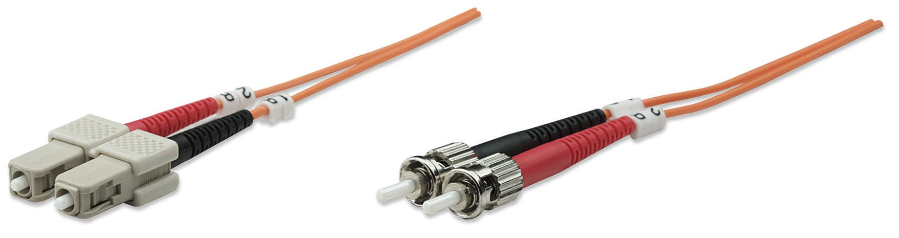 Intellinet Fiber Optic Patch Cable, OM1, ST/SC, 3m, Orange, Duplex, Multimode, 62.5/125 µm, LSZH, Fibre, Lifetime Warranty