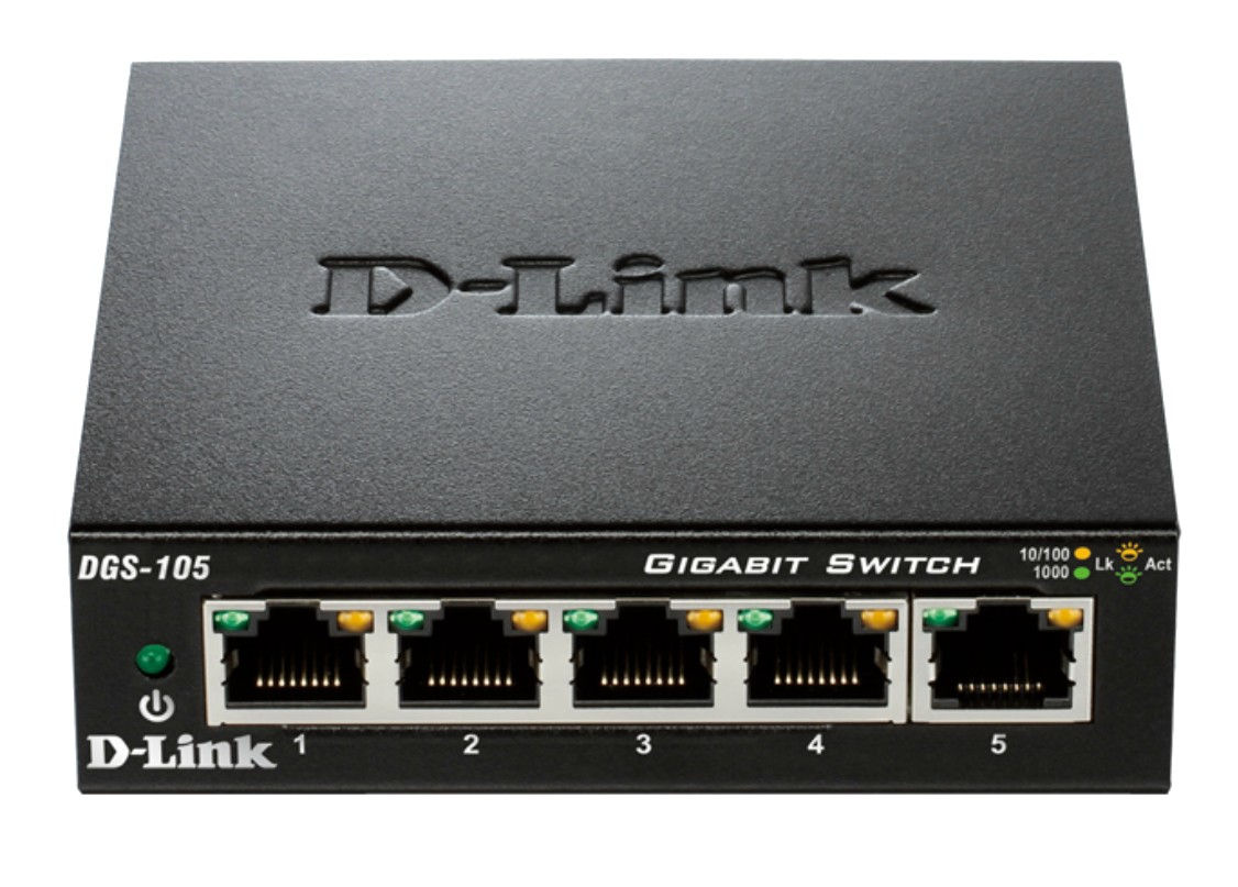 D-Link DGS-105 network switch Unmanaged L2 Gigabit Ethernet (10/100/1000) Desktop Black