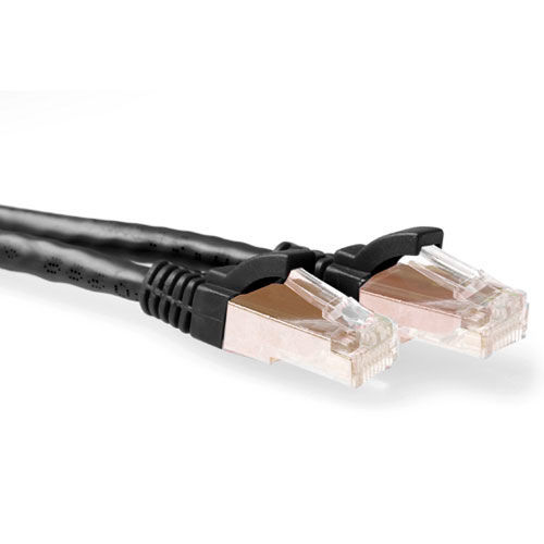 ACT Black 10 meter SFTP CAT6A patch cable snagless with RJ45 connectors