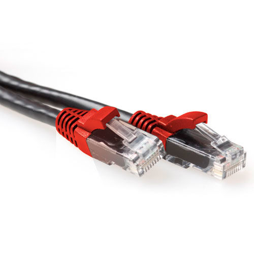ACT Black 1 meter U/UTP CAT6A patch cable cross with RJ45 connectors
