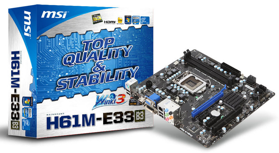 MSI H61M-E33 (B3) Intel® H61 LGA 1155 (Socket H2) micro ATX