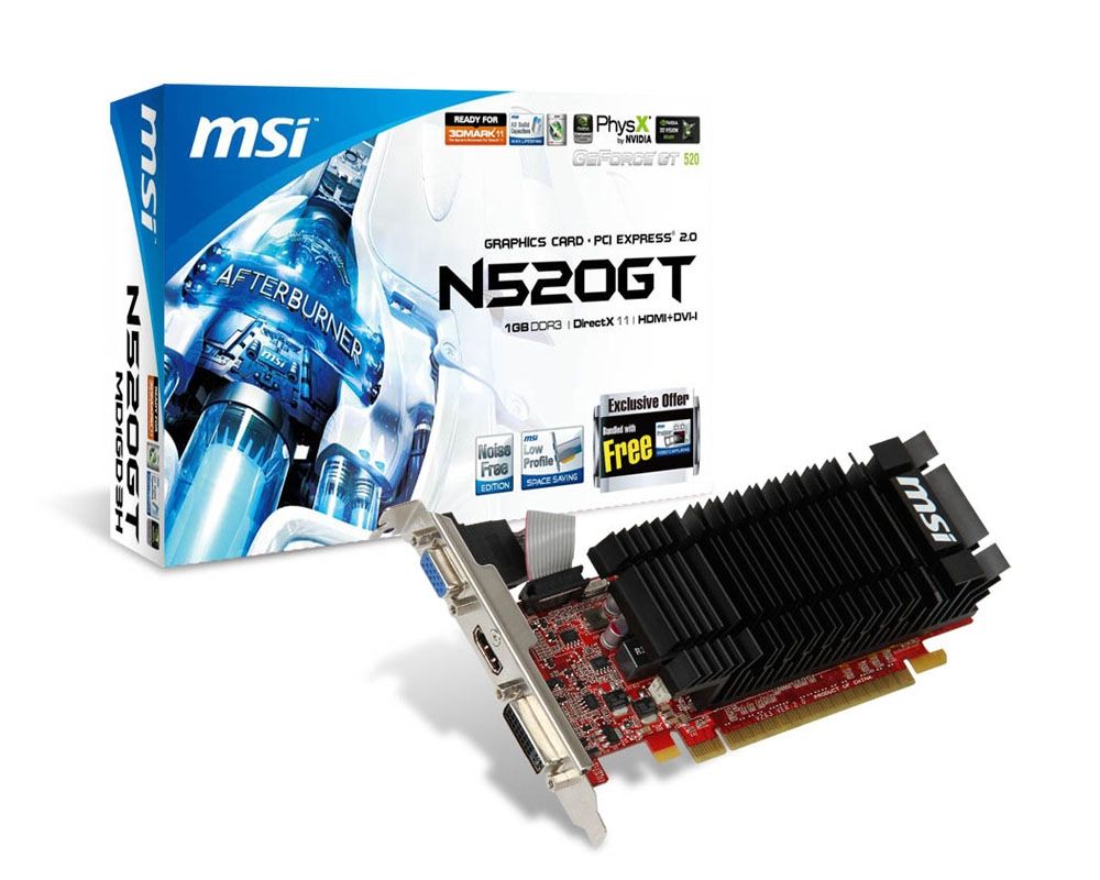 MSI N520GT-MD1GD3H/LP graphics card NVIDIA GeForce GT 520 1 GB GDDR3