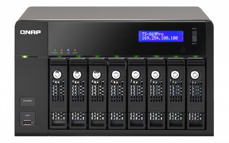 QNAP TS-869 Pro NAS Tower Intel Atom® 1 GB 24 TB HDD Linux Black