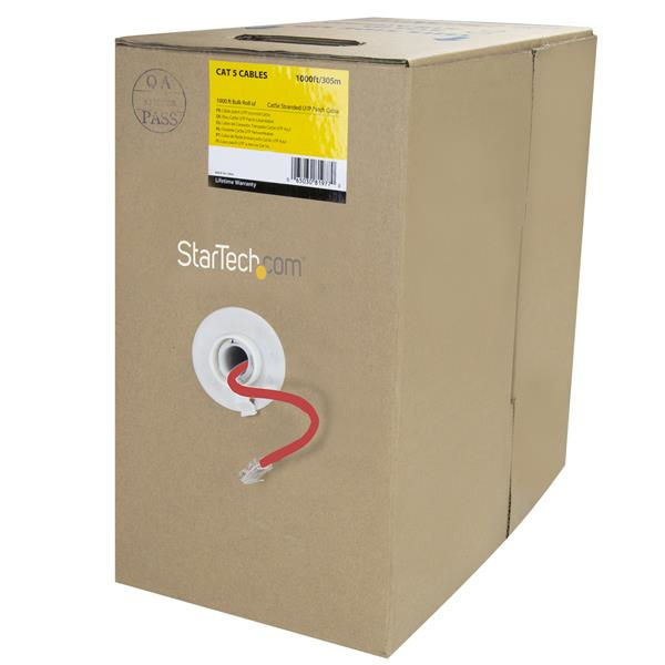 StarTech.com Bulk Cat 5e Ethernet Cable - 1000 ft. - Stranded - Red