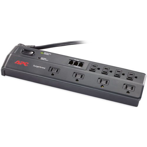 APC Home/Office SurgeArrest 8 Outlets with tel2/splitter jacks, 120V Black 8 AC outlet(s) 1.83 m