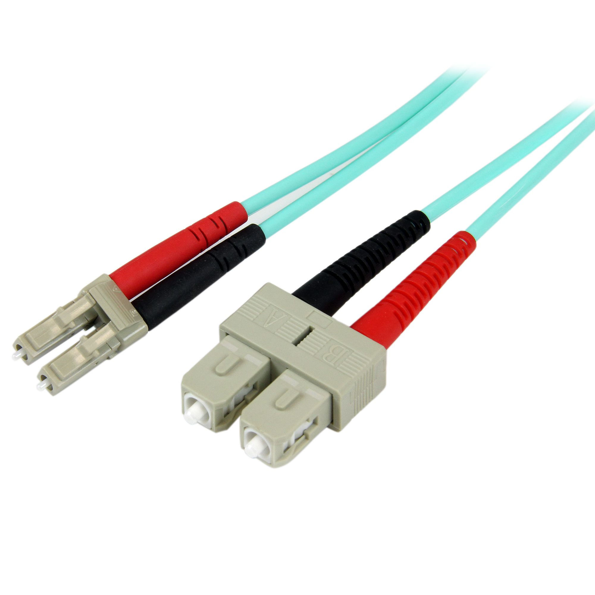 StarTech.com 10m (30ft) LC/UPC to SC/UPC OM3 Multimode Fiber Optic Cable, Full Duplex 50/125µm Zipcord Fiber Cable, 100G, Low Insertion Loss, LSZH Fiber Jumper Cord