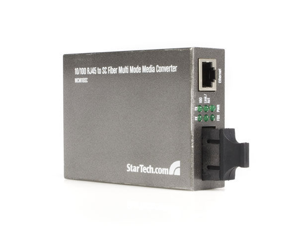 StarTech.com 10/100 RJ45 to ST Fiber Multi-Mode Media Converter network media converter Black