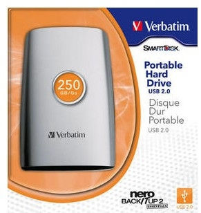 Verbatim 250GB USB 2.0 external hard drive 5400 RPM 2.5" Silver