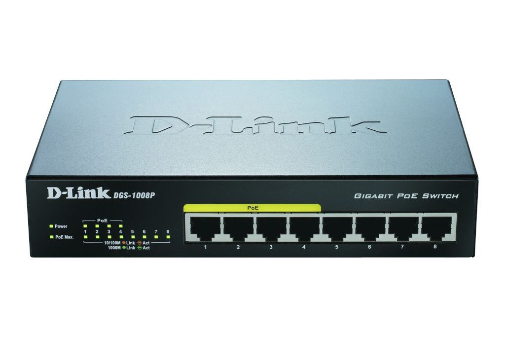D-Link 8-port Gigabit PoE Unmanaged Switch L2 Power over Ethernet (PoE) Black