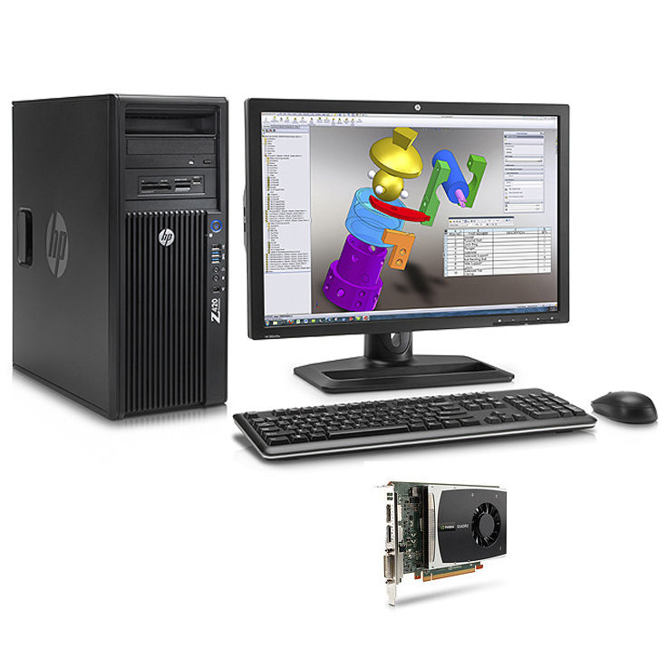 HP 420 + NVIDIA Quadro 2000 + ZR2440w Intel® Xeon® E5 Family E5-1650 8 GB DDR3-SDRAM Windows 7 Professional Minitower Workstation