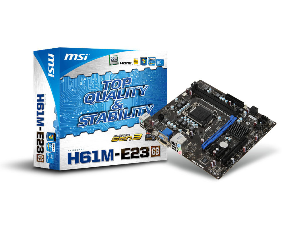 MSI H61M-E23 (G3) motherboard Intel® H61 LGA 1155 (Socket H2) micro ATX