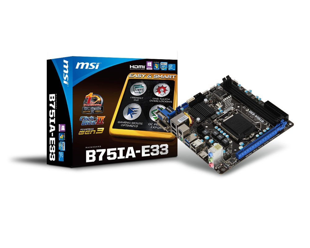 MSI B75IA-E33 motherboard Intel B75 LGA 1155 (Socket H2) mini ITX