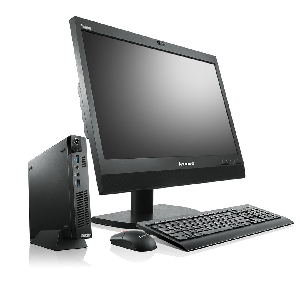 Lenovo ThinkCentre M72e + ThinkVision LT1952p Intel® Pentium® G640T 2 GB DDR3-SDRAM 320 GB Windows 7 Professional USFF PC Black
