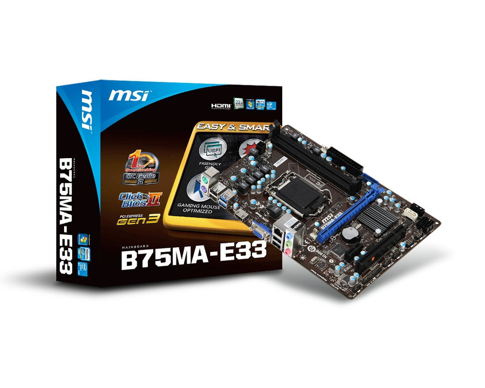 MSI B75MA-E33 Intel B75 LGA 1155 (Socket H2) micro ATX