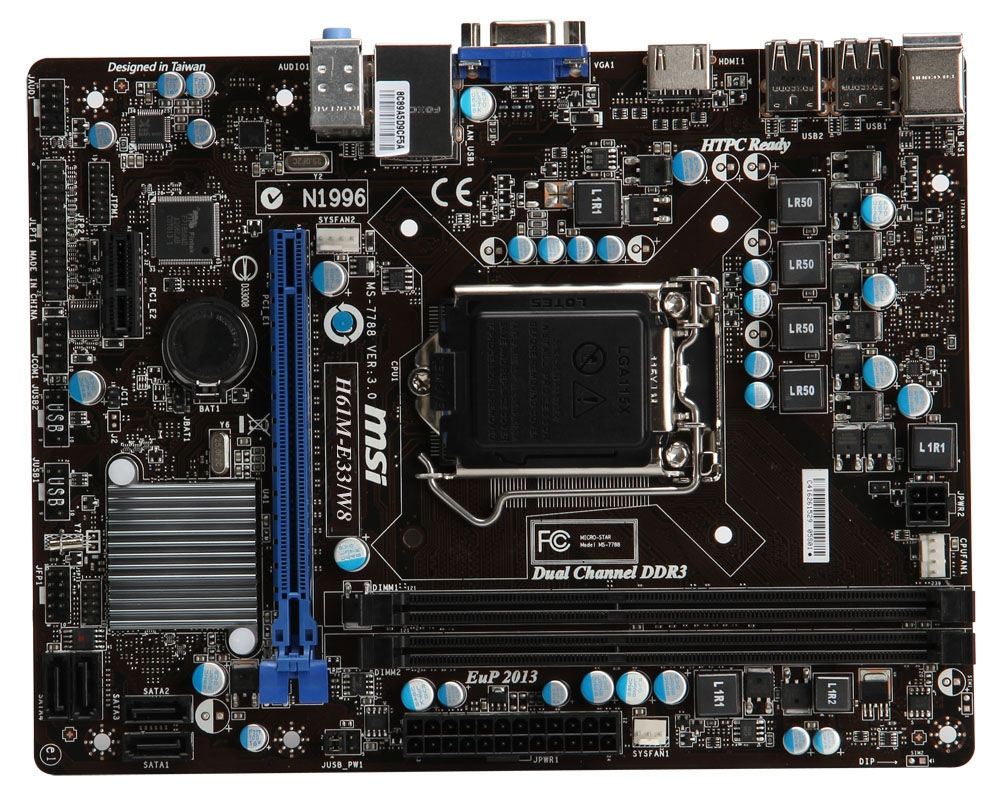 MSI H61M-E33/W8 motherboard Intel® H61 LGA 1155 (Socket H2) micro ATX