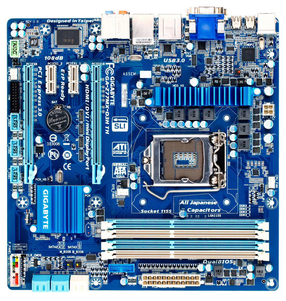 GIGABYTE GA-Z77MX-D3H TH motherboard Intel Z77 LGA 1155 (Socket H2) micro ATX