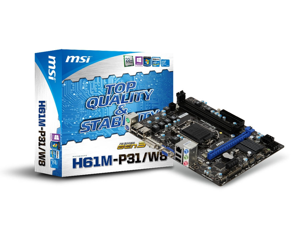 MSI H61M-P31/W8 motherboard Intel® H61 LGA 1155 (Socket H2) micro ATX