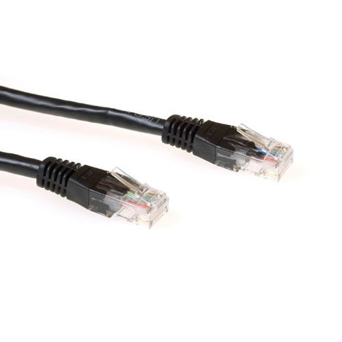 ACT Black 3 meter U/UTP CAT6A patch cable with RJ45 connectors