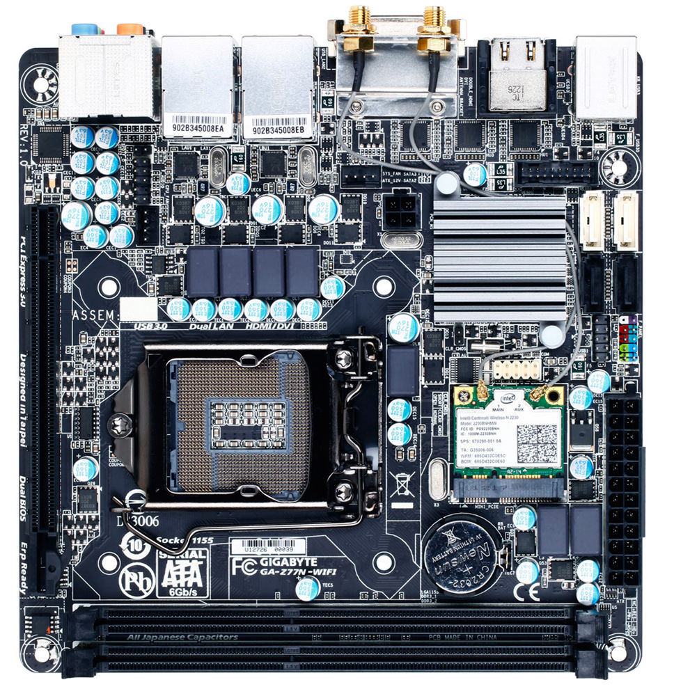 GIGABYTE GA-Z77N-WIFI (rev. 1.0) Intel Z77 LGA 1155 (Socket H2) mini ATX