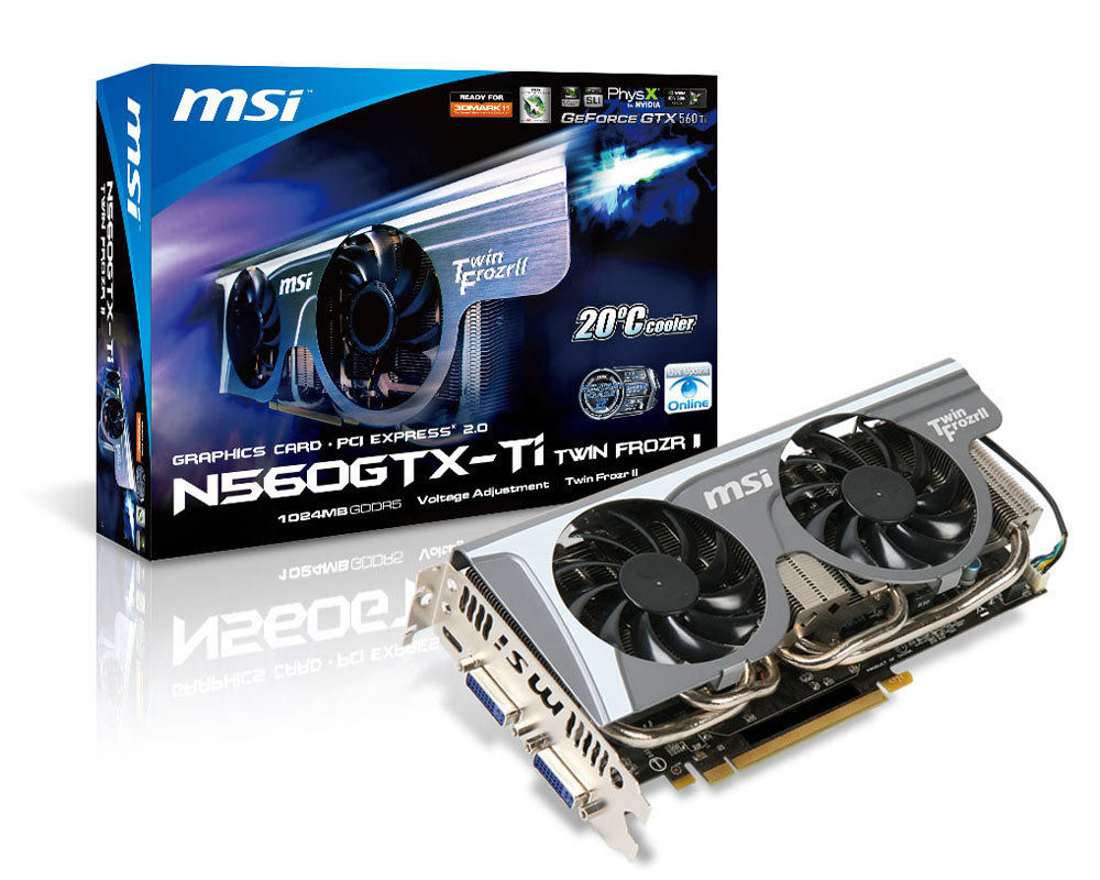 MSI N560GTXTITWINFROZRII graphics card NVIDIA GeForce GTX 560 Ti 1 GB GDDR5