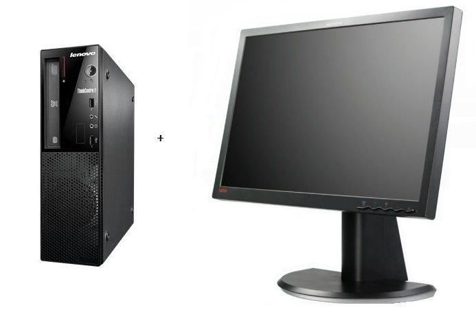 Lenovo ThinkCentre E71 + ThinkVision LT2452p Intel® Pentium® G840 2 GB DDR3-SDRAM 320 GB Windows 7 Professional SFF PC Black