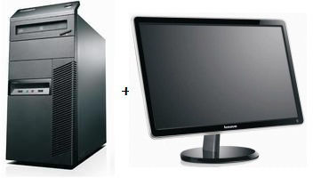 Lenovo ThinkCentre M81 + LS2221 Intel® Core™ i3 i3-2120 2 GB DDR3-SDRAM 320 GB AMD Radeon HD 5450 Windows 7 Professional Tower PC Black