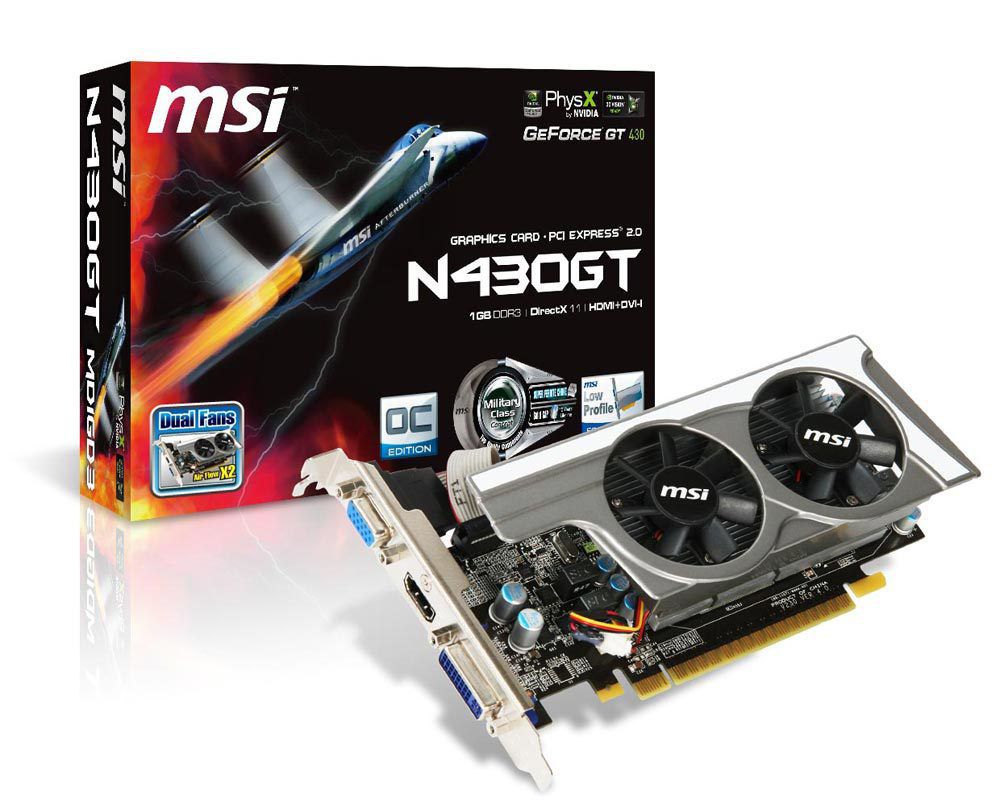 MSI N430GT-MD1GD3-OC/LP graphics card NVIDIA GeForce GT 430 1 GB GDDR3