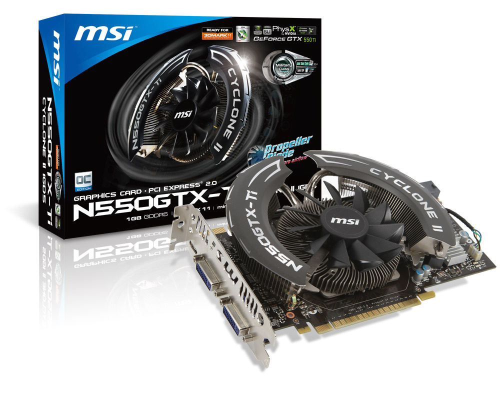 MSI N550GTX-TI CYCLONEOC graphics card NVIDIA GeForce GTX 550 Ti 1 GB GDDR5