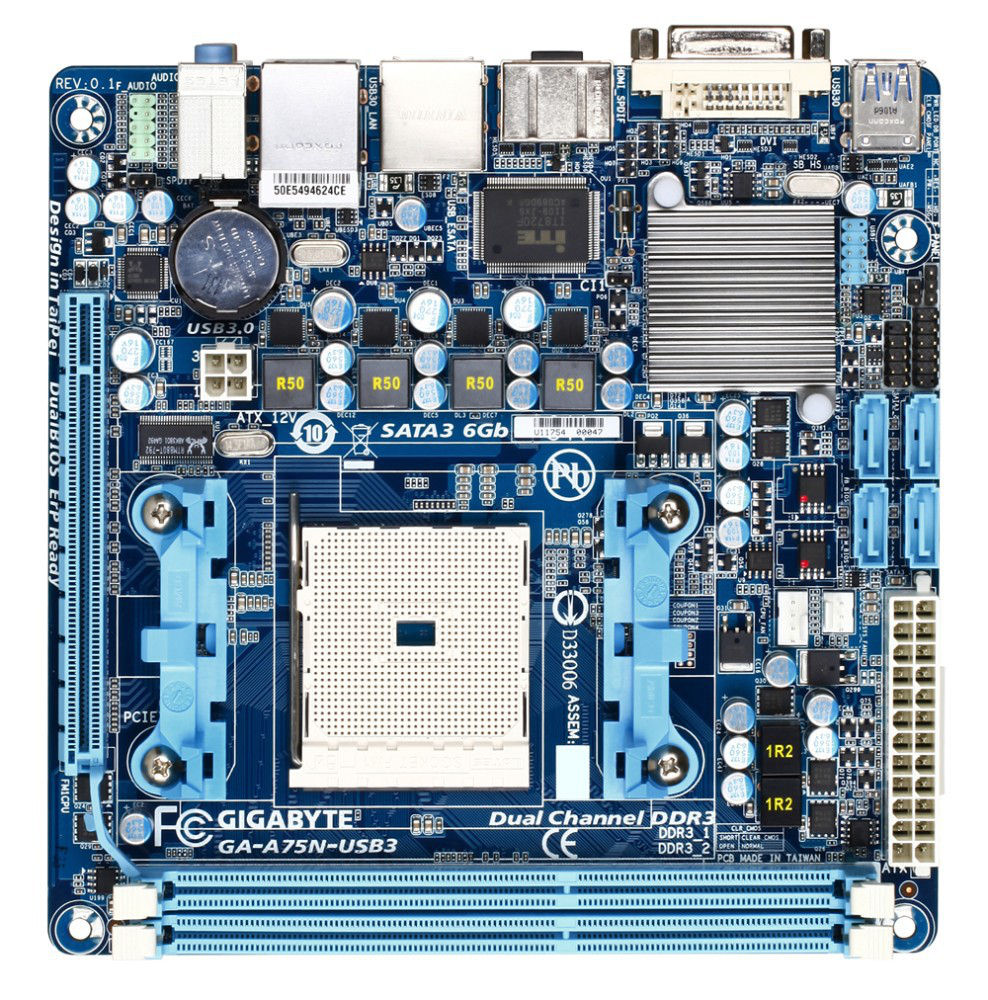 GIGABYTE GA-A75N-USB3 motherboard AMD A75 Socket FM1 mini ITX
