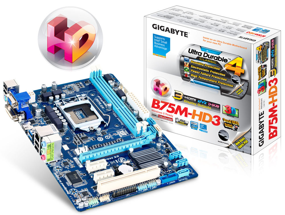 GIGABYTE GA-B75M-HD3 (rev. 1.0) Intel B75 LGA 1155 (Socket H2) micro ATX