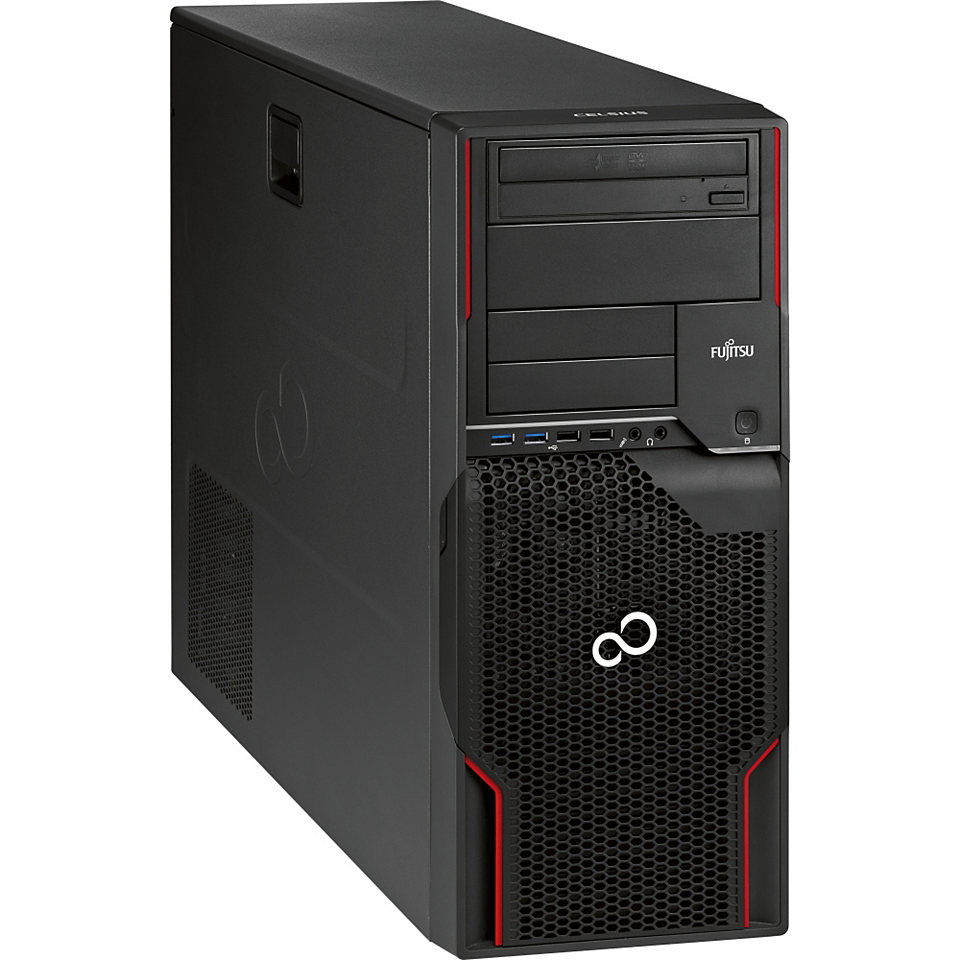 Fujitsu CELSIUS M720 Intel® Xeon® E5 Family E5-1620 16 GB DDR3-SDRAM 1 TB HDD Windows 7 Professional Tower Workstation Black, Red