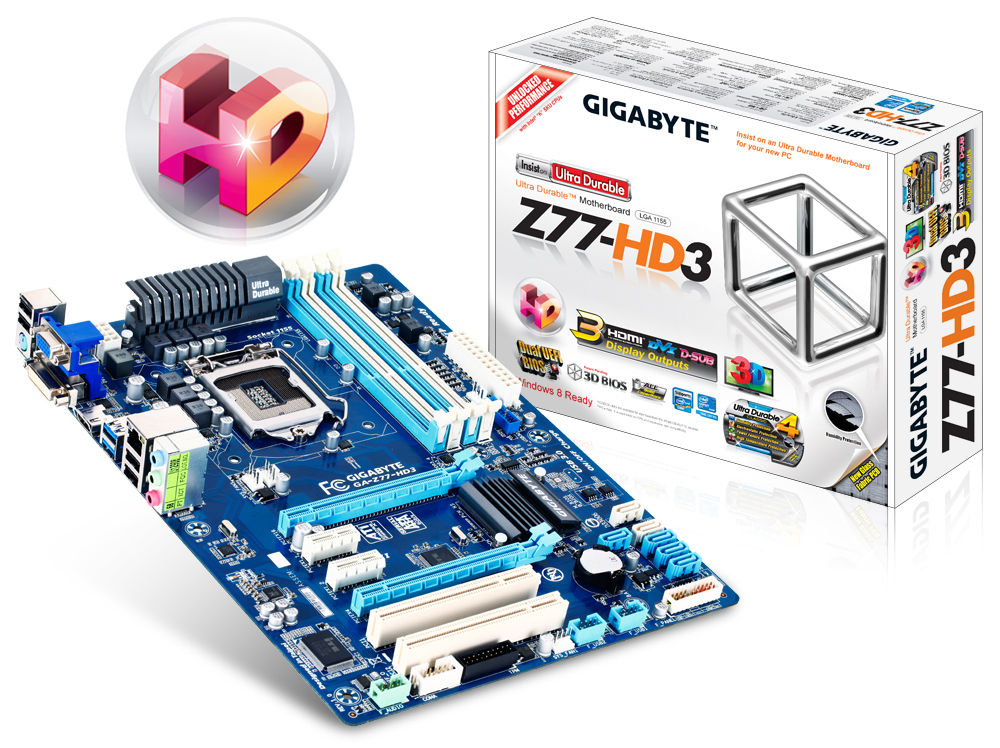 GIGABYTE GA-Z77-HD3 (rev. 1.0) Intel Z77 LGA 1155 (Socket H2) ATX