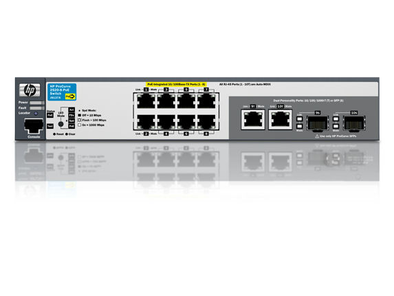 HP ProCurve 2520-8-PoE Managed L2 Fast Ethernet (10/100) Power over Ethernet (PoE) 1U Black