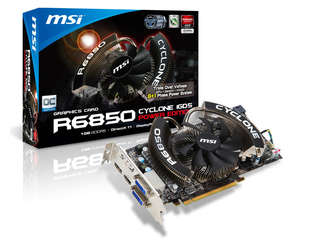 MSI R6850 CYCLONE PE/OC graphics card AMD Radeon HD6850 1 GB GDDR5