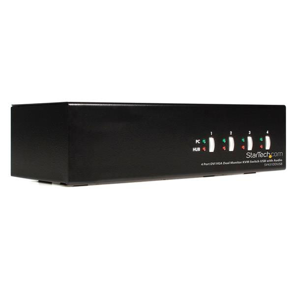 StarTech.com 4 Port DVI VGA Dual Monitor KVM Switch USB with Audio & USB 2.0 Hub