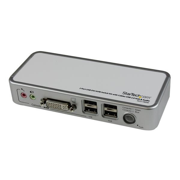 StarTech.com 2 Port USB DVI KVM Switch Kit with Cables USB 2.0 Hub & Audio